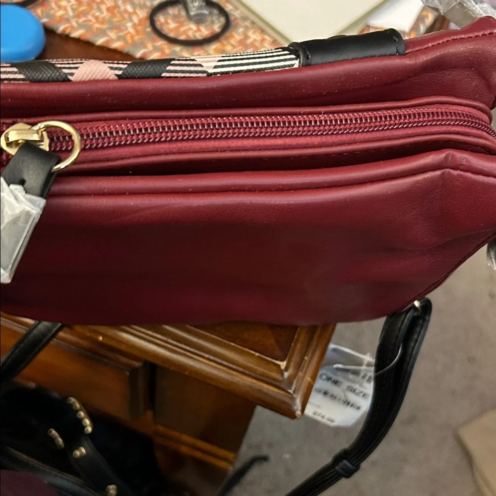 Giani Bernini Burgundy and Plaid Crossbody Bag - Picture 5 of 6
